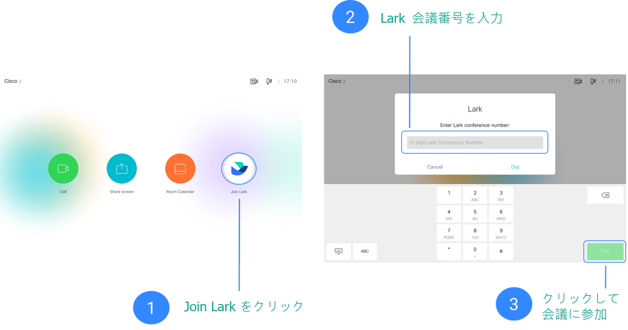 Cisco のタッチスクリーンで会議に参加する・会議中操作をする Cisco のタッチスクリーンで会議に参加する・会議中操作をする