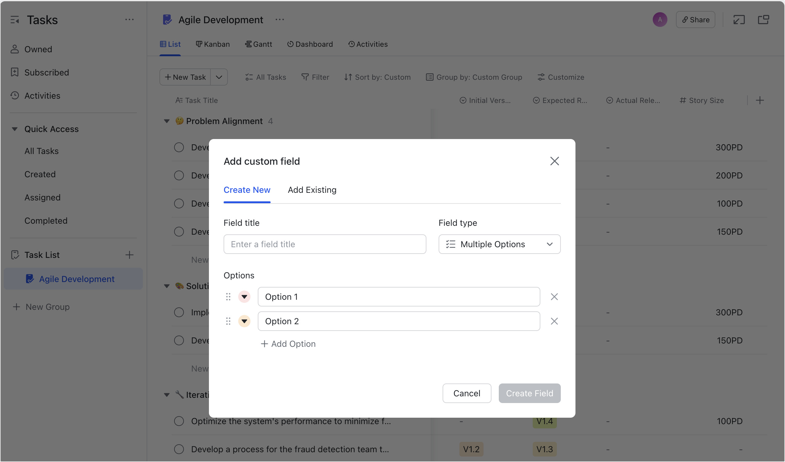 Use custom fields in Task List